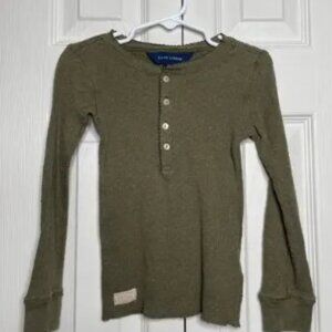Olive Long Sleeve Henley Shirt
